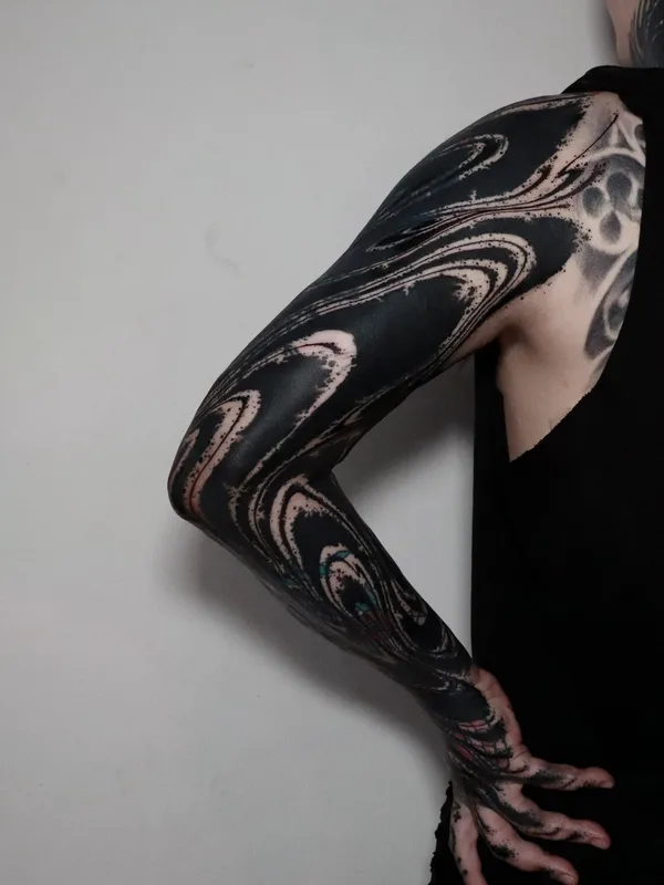 black blackout татуировка на full sleeve #99730 | Тату мастер Impasto