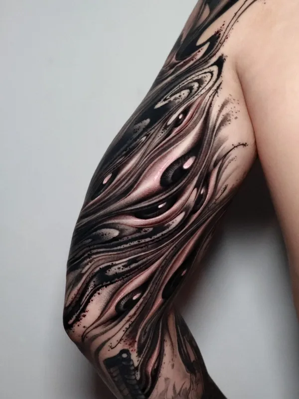 black and grey biomechanical татуировка на full sleeve #99731 | Тату мастер Impasto