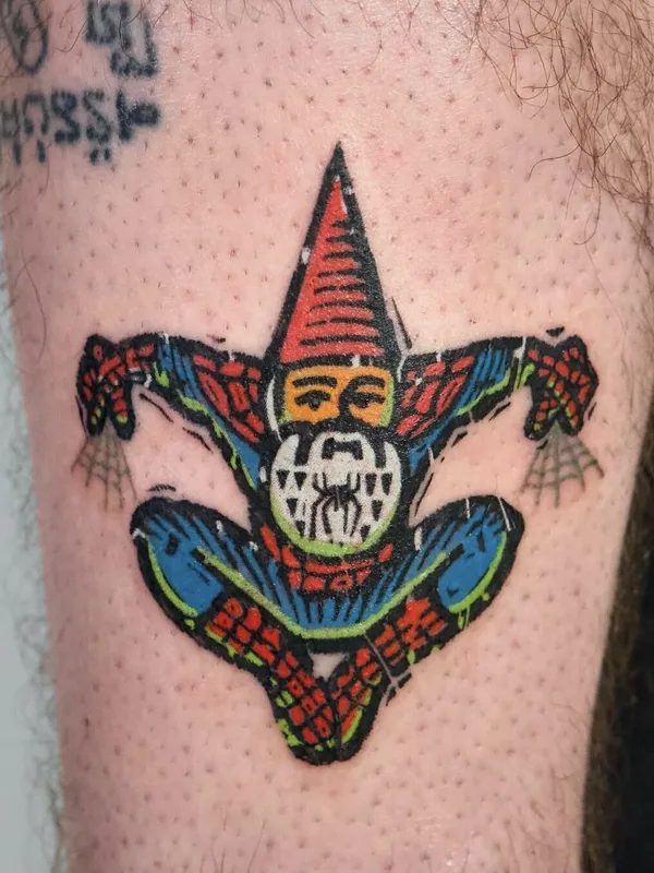 color new school tattoo on calf #99805 | Tattoo Artist koblin