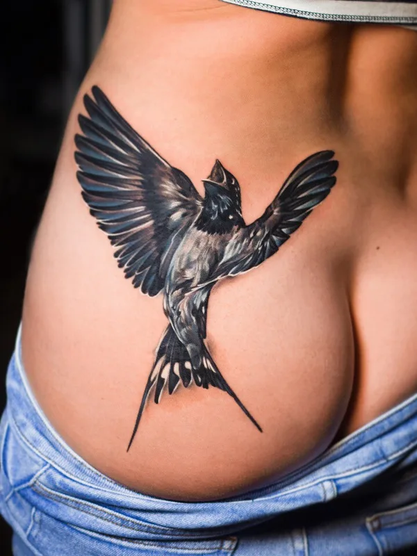 female black and grey realism 타투 부위 lower back #100076 | 타투이스트 Щелоков Дмитрий 