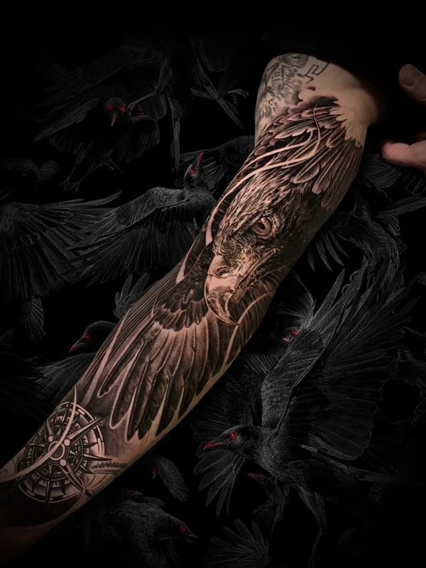 black and grey realism 타투 부위 full sleeve #100089 | 타투이스트 Щелоков Дмитрий 