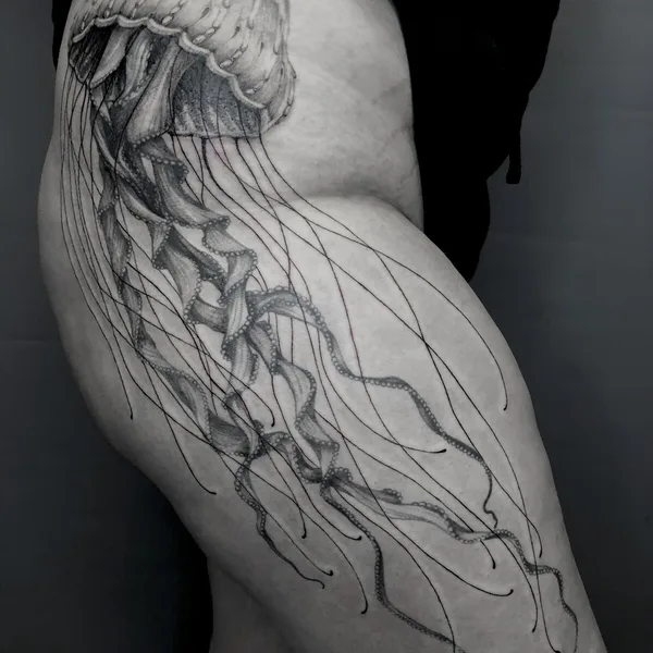 Black tattoo by Ирина Матвеева in Moscow