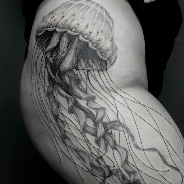 Black tattoo by Ирина Матвеева in Moscow