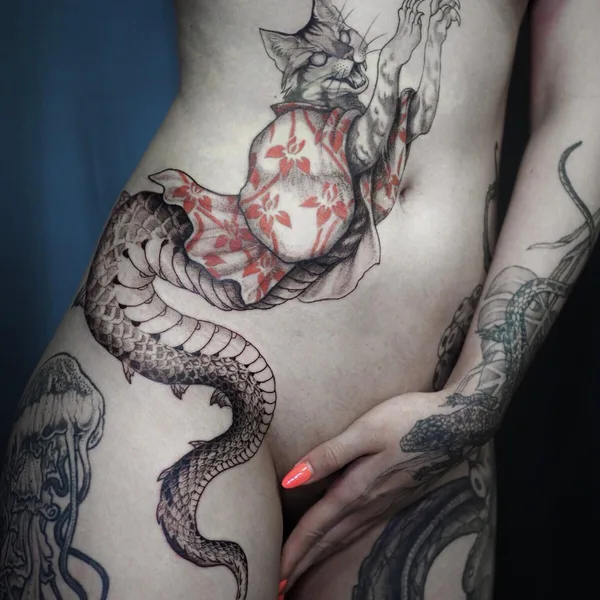 Black tattoo by Ирина Матвеева in Moscow