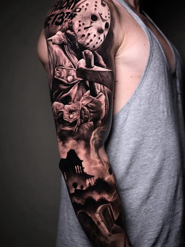 male blackandgrey realism 타투 부위 full sleeve #100770 | 타투이스트 Anton Martiushev