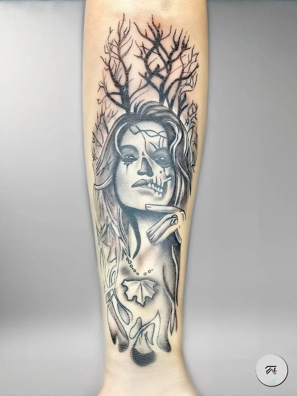 female black and grey black and grey татуировка на forearm #100227 | Тату мастер Глеб Гусаков