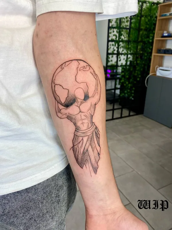 black and grey linework татуировка на forearm #100226 | Тату мастер Глеб Гусаков