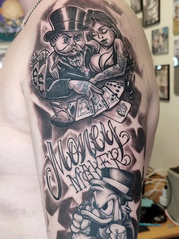 black and grey chicano татуировка на upper arm #100292 | Тату мастер Сергей Рыба