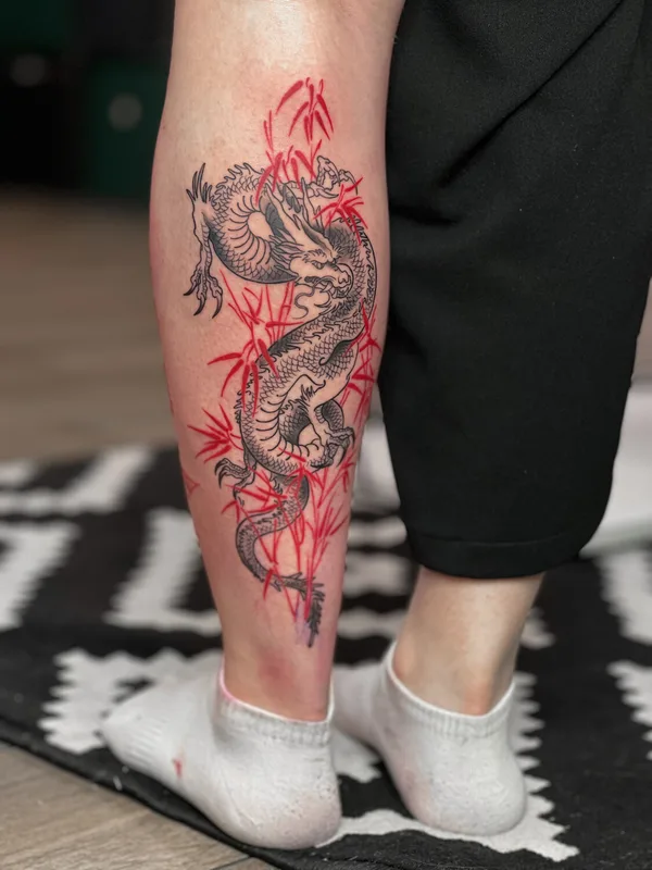 color japanese татуировка на calf #100765 | Тату мастер Мира Энгельгардт