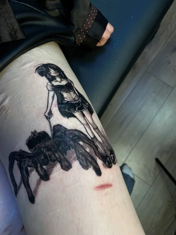 female black anime Tatuaggio su thigh #100783 | Tatuatore vamphof