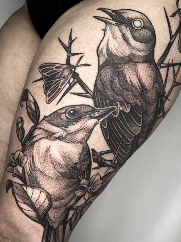 black and grey black and grey tattoo auf thigh #100909 | Tätowierer Jole