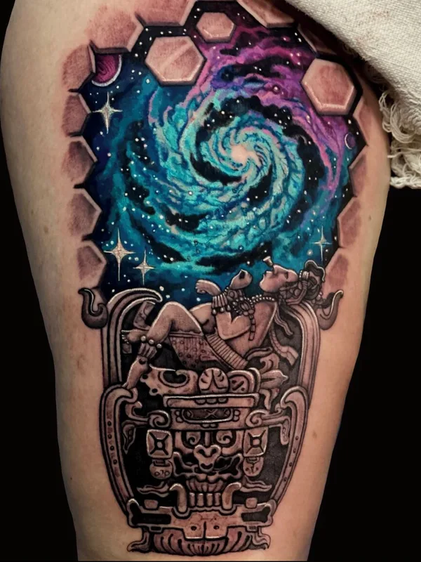 female color chicano татуировка на thigh #101044 | Тату мастер Melissa Reyes