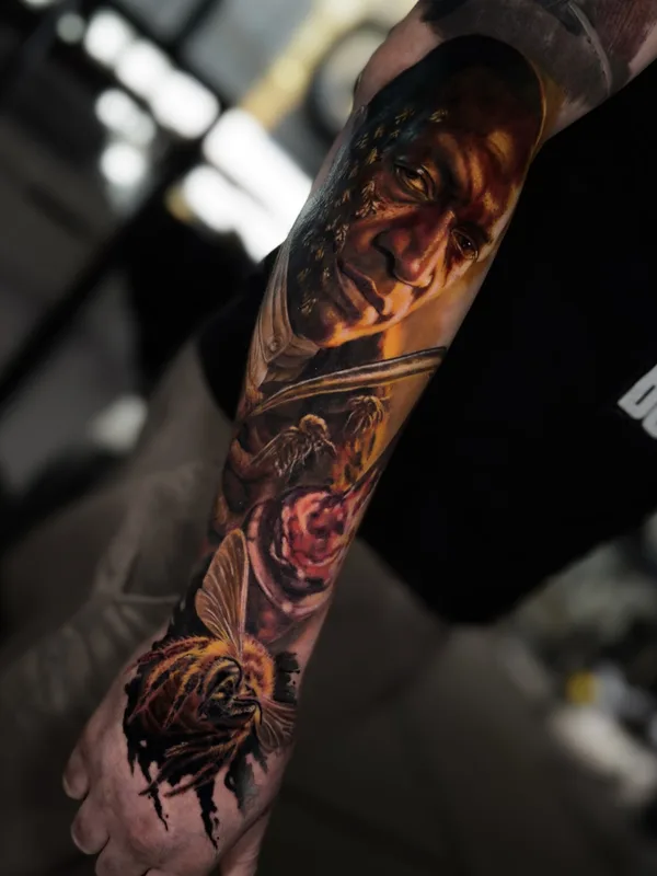 coverup tattoo by Vladimir Vishar in Manchester