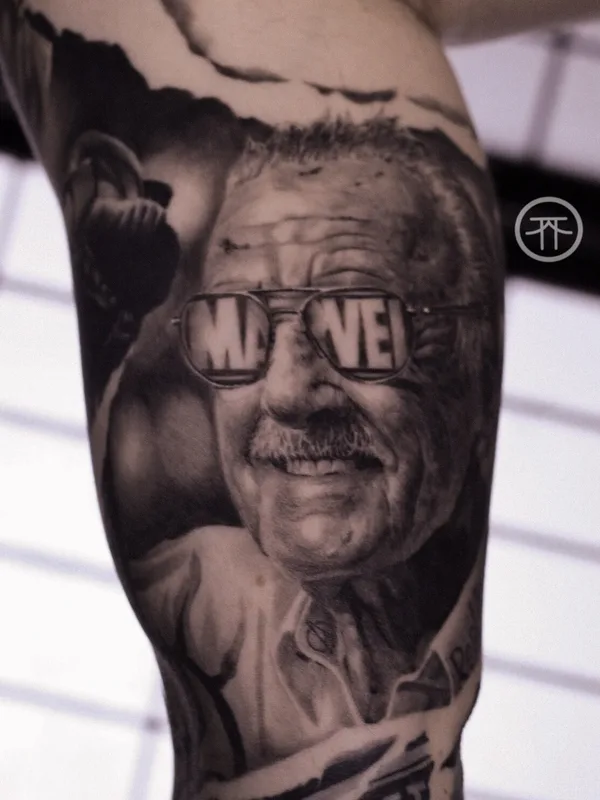 blackandgrey portrait татуировка на bicep #101074 | Тату мастер Павел Костюк 