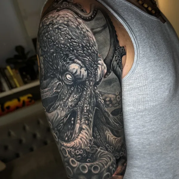 Black & Grey tattoo by Артем Волошин in Челябинск