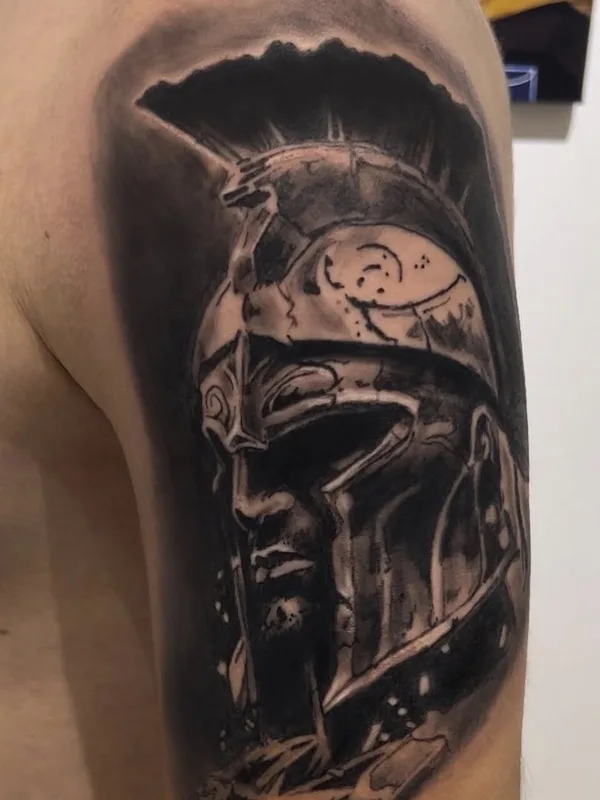 black and grey realism татуировка на upper arm #101226 | Тату мастер Vitaliy