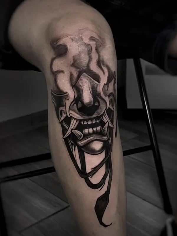black and grey black and grey татуировка на knee #101227 | Тату мастер Vitaliy