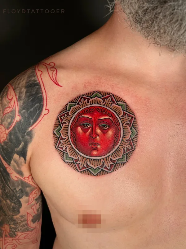 male color Traditional Tatuagem em breast #101252 | Tatuador Сергей Флоид