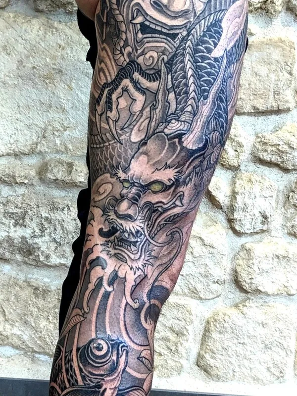 Japanese tattoo by Morgan Ezor in Pons