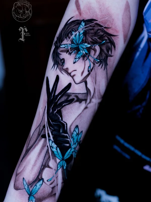female blackandgrey anime Tatuagem em forearm #101657 | Tatuador Катя Соболь