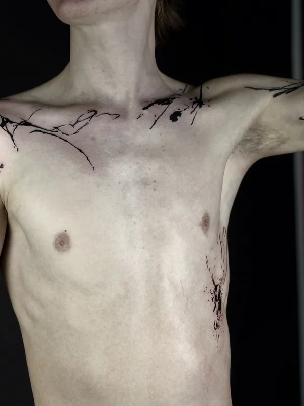 male black abstract Tatuagem em breast #104790 | Tatuador Екатерина Сысоева