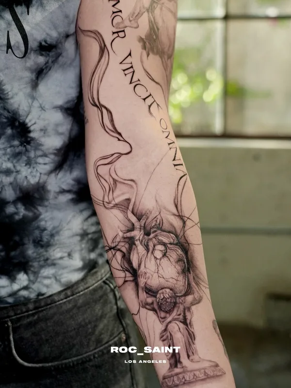 black and grey sketch татуировка на forearm #101862 | Тату мастер Roc Saint