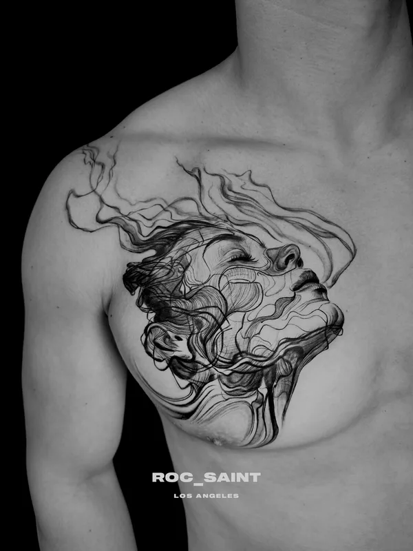 male black and grey sketch татуировка на chest #101864 | Тату мастер Roc Saint