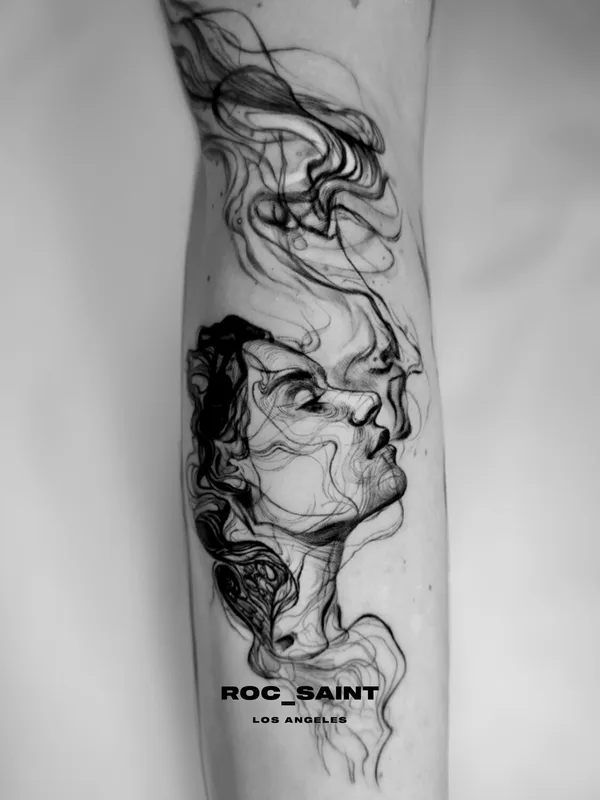 female black and grey sketch татуировка на forearm #101868 | Тату мастер Roc Saint