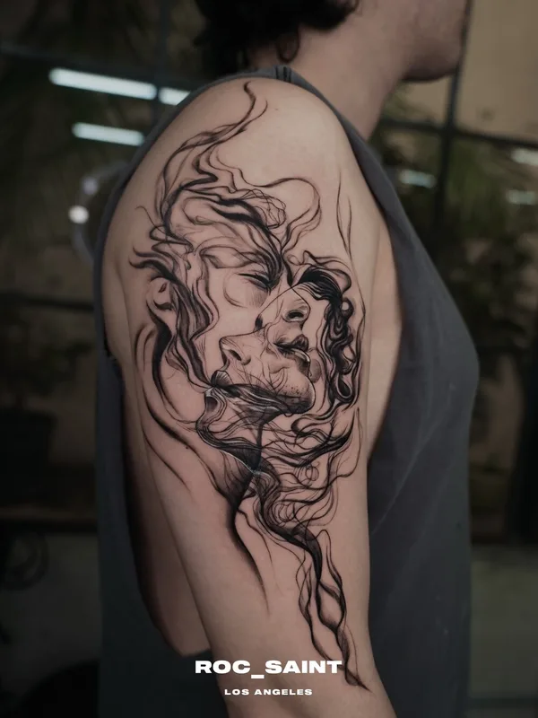 male blackandgrey abstract татуировка на shoulder #101870 | Тату мастер Roc Saint