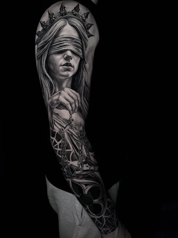 male blackandgrey realism татуировка на sleeve #102640 | Тату мастер Anastasia Kiseleva