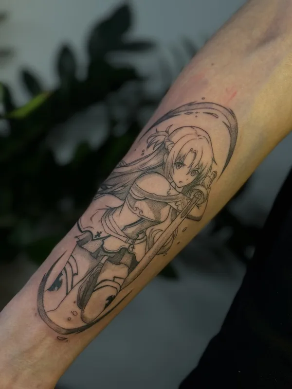 male black anime татуировка на forearm #102602 | Тату мастер Мария Лошкарева