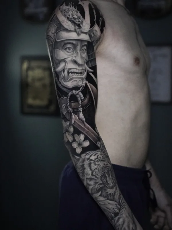 male blackandgrey realism татуировка на sleeve #102904 | Тату мастер Илья Синкин