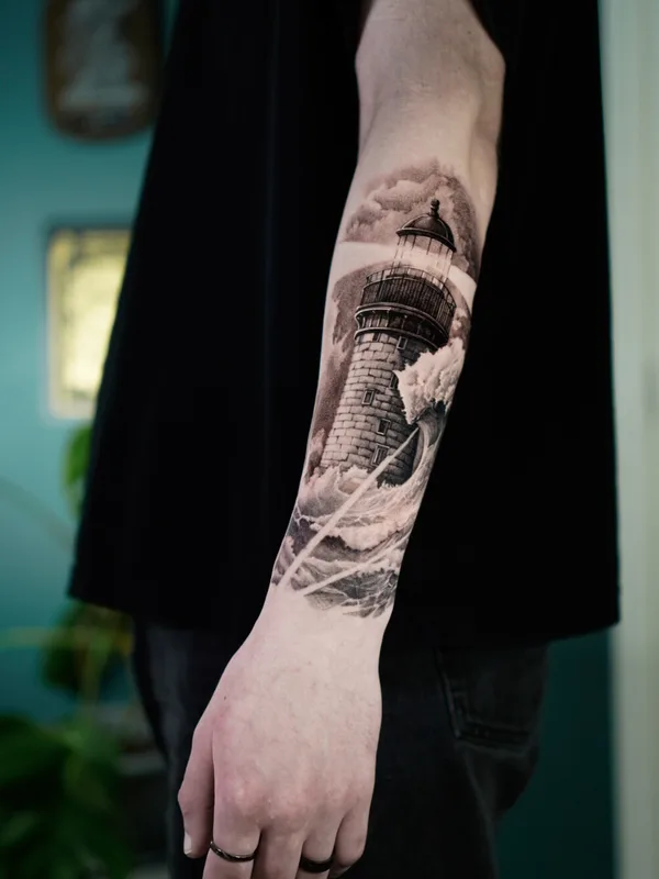 male blackandgrey realism татуировка на forearm #102906 | Тату мастер Илья Синкин