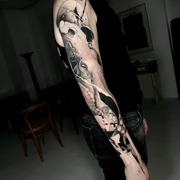 Abstract tattoo by Zachary Smith in Phoenixville