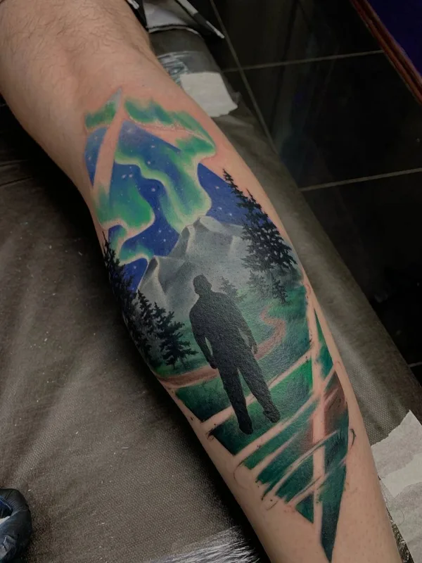 male color abstract Tatuaggio su calf #103483 | Tatuatore Сергей Петров