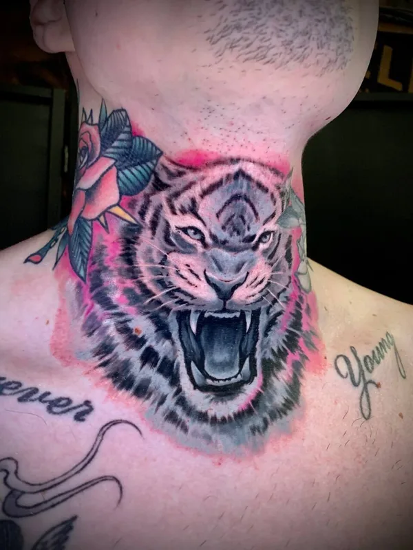 male blackandgrey realism Tatuaggio su neck #103484 | Tatuatore Сергей Петров
