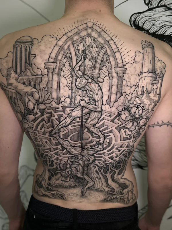 Dotwork tattoo by Roman Brumel