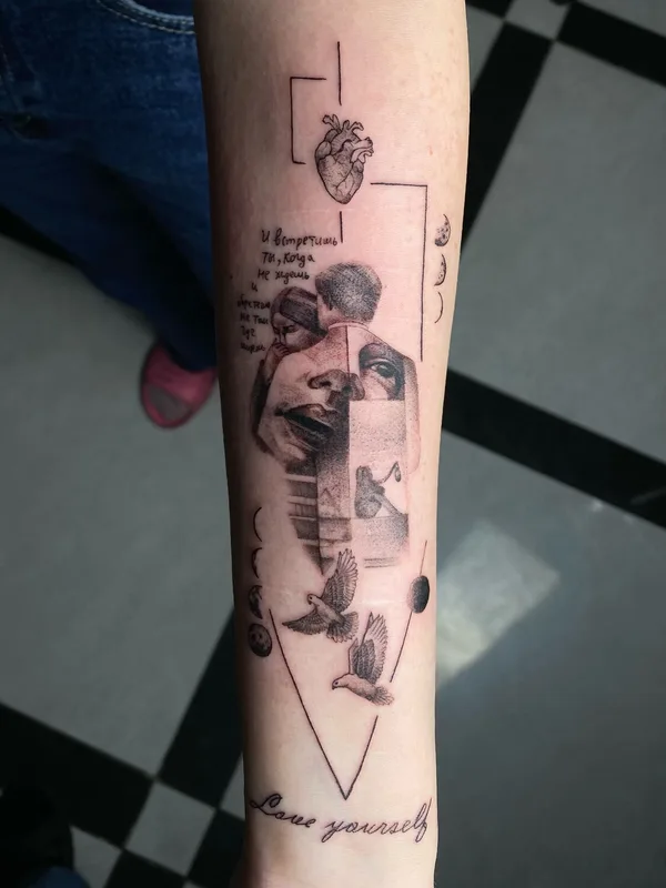 female black graphic 纹身 在 arm #104252 | 纹身师 Евгений Колодкин