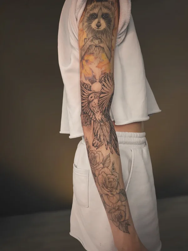 female black graphic татуировка на arm #104299 | Тату мастер Юлия Серебрякова