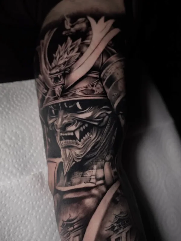male blackandgrey japanese татуировка на biceps #104533 | Тату мастер Молли Свобода 