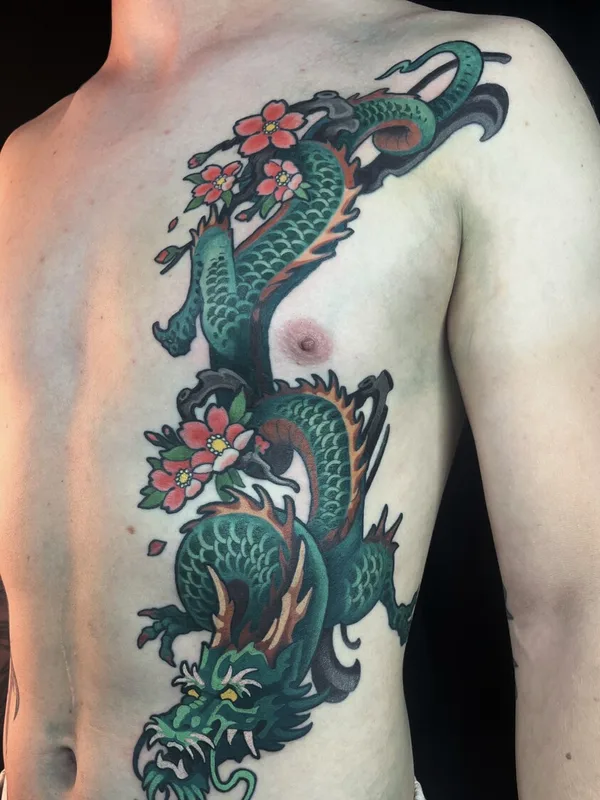 male color neojapanese tatouage sur side #104561 | Artiste tatoueur Родион Раскольников