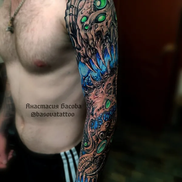 Biomechanical tattoo by Анастасия Басова in Saint Petersburg