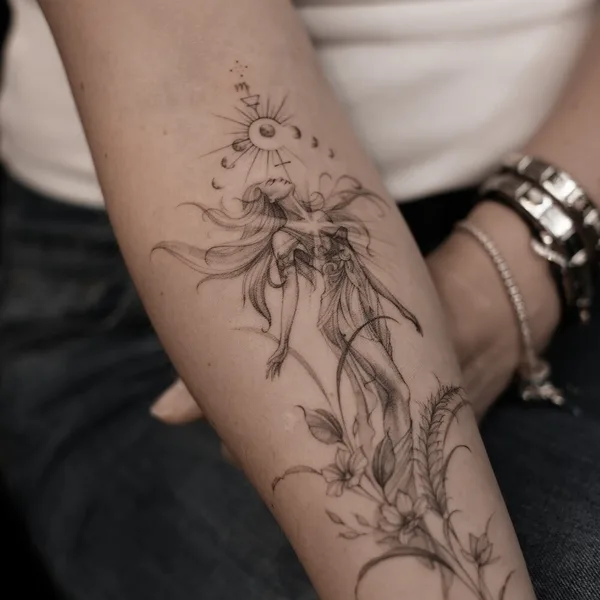 Fine Line tattoo by Анастасия stef.tattooo in Moscow