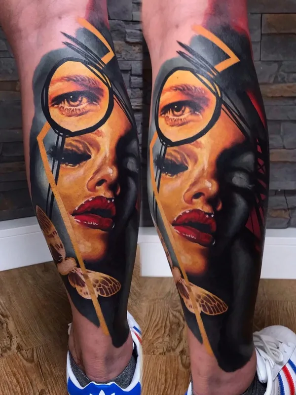 male color surrealism татуировка на leg #96708 | Тату мастер Yevhen Dikov