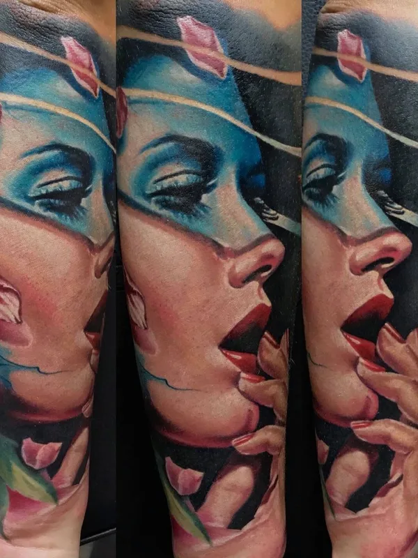 female color portrait татуировка на forearm #97879 | Тату мастер Yevhen Dikov