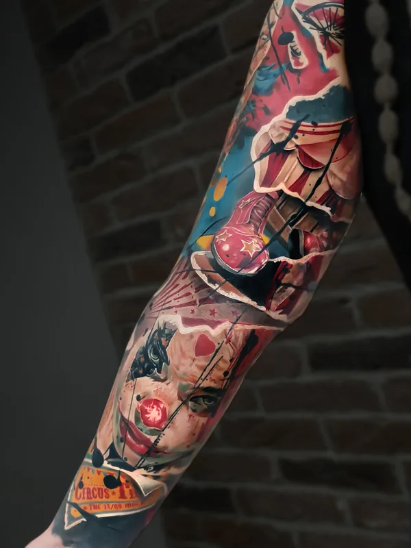 color illustrative tatuaje en full sleeve #97856 | Tatuador Александр Sigal Ромашев