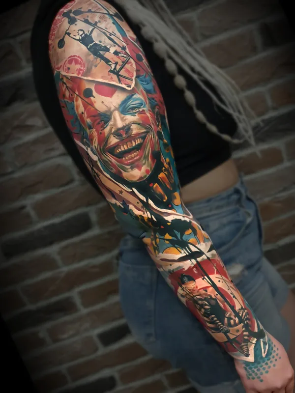 female color illustrative tatuaje en full sleeve #97861 | Tatuador Александр Sigal Ромашев