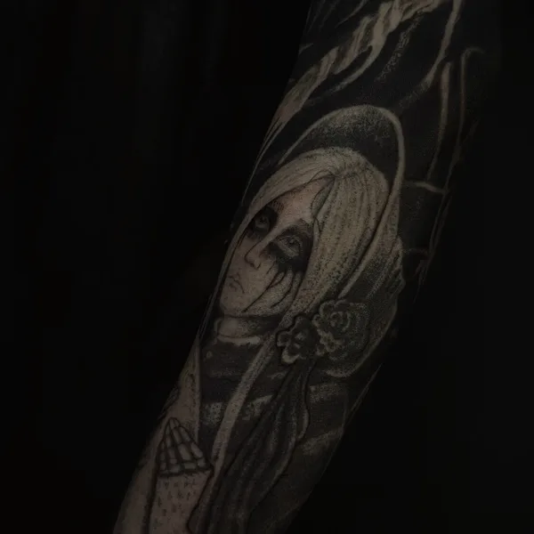 Graphic tattoo by Anastasia Foga in Saint Petersburg
