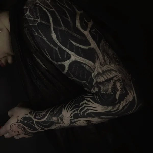 Graphic tattoo by Anastasia Foga in Saint Petersburg