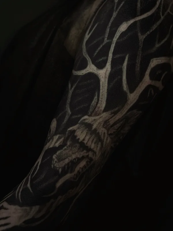 black whipshading татуировка на sleeve #102875 | Тату мастер Anastasia Foga